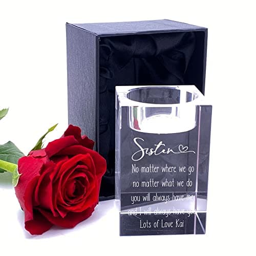 Image of Personalised Sister Tea Light Candle Holder With Sentiment