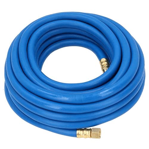 Image of Unibos Air Hose - Polyurethane Recoil Compressor Line with Bend Restrictor - 1/4" BSP Ends, 20 Bar, 10m x 8mm, UK