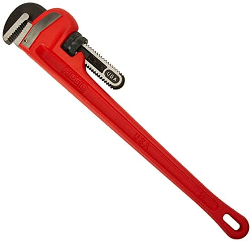 Image of RIDGID 31030 24-inch Heavy-Duty Straight Pipe Wrench, 24-inch Plumbing Wrench, Red