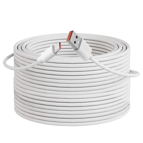 Image of Quwem 10M Extra Long USB-C Cable,USB A to USB C Power Extension Charge Cable Fast Charging Cord for Mi 2K Security Cameras Smartphones Controller and Tablets Type C Charging Extension Lead (White)