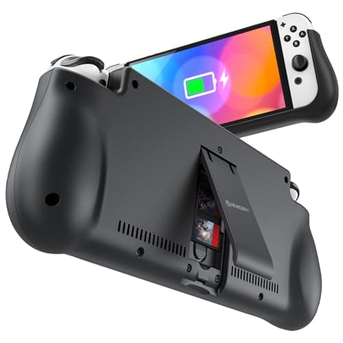 Image of NEWDERY External Battery Station for Nintendo Switch, 10000mAh Backup Charger Case Support PD Quick Charging with 2 Extra Game Card Slots Adjustable Kickstand for Nintendo Switch
