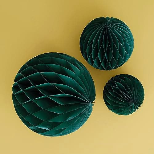 Image of Ginger Ray Green Hanging Honeycomb Paper Party Decorations 3 Pack
