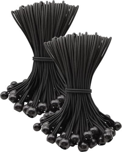 Image of WMZOBH Tarpaulin Bungee Balls 10 Inch - 100 Piece Bungee Cord with Balls, Small Bungee Cords Heavy Duty, Elastic Bungee Straps Short, Tie-Down, Adjustable Flag Bungees (Black)
