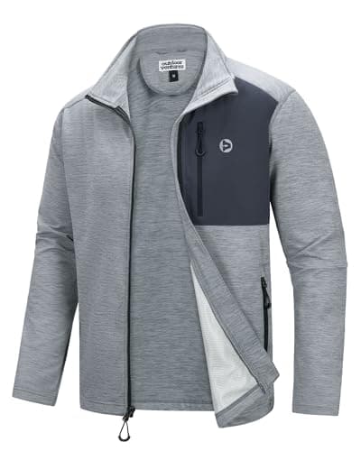 Image of Outdoor Ventures Men's Sport Cardigan Multifunctional Knitted Cardigan Sweater Full Zipper Fleece Jackets Lightweight Leisure Sweatshirts for Outdoor and Casual Light gray/gray L