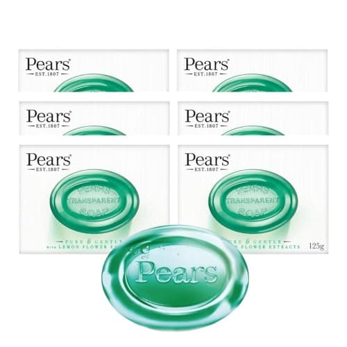 Image of Pear Transparent Green Soap Bar 125g – 6xPack- Pure & Gentle Glycerin-Based Soap with Natural Oils- Iconic Herbal Fragrance- Mild & Moisturising Cleanser for Face and Body- Ideal for Sensitive Skin