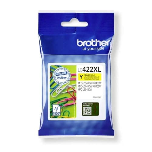 Image of Original Brother LC-422XLY Yellow Ink Cartridge 1,500 Pages for MFC-J5340DW, MFC-J5345DW, MFC-J5740DW, MFC-J6540DW, MFC-J6940DW