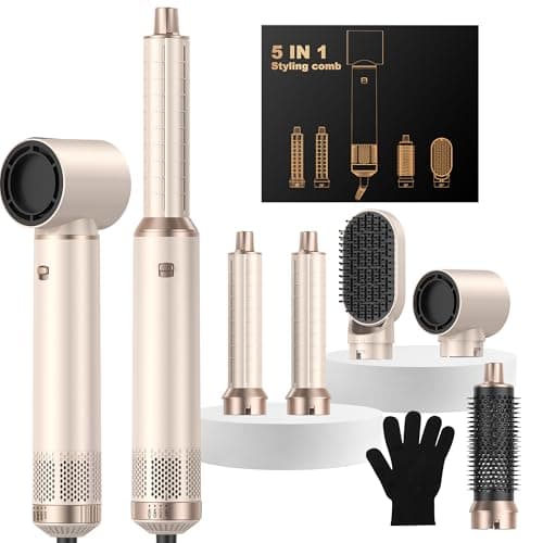 Image of OKWRAP Airstyler 5 in 1 Hair Styler Airbrush 5 in 1 Multi-Blow Dryer Brush Set with Curl, Straighten, Wavy, Smooth, Magic Styler for All Hair Types and Lengths