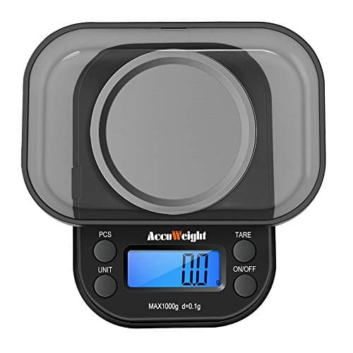 Image of ACCUWEIGHT 255 Digital Scales Pocket Jewelry Scale Portable Mini Electronic Weighting Multifunctional Precision Gram Scale with Backlight LCD Display, Tare and PCS Features, 1000g, 0.1g increments