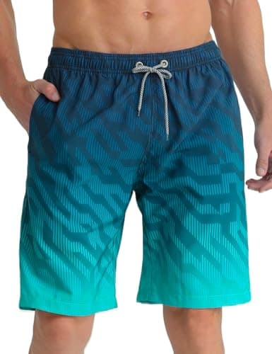 Image of APTRO Men's Swim Trunks Swimming Shorts Board Shorts Quick Dry Beach Shorts Big and Tall Swim Shorts Geometric Gradient Green MK3309 XXL