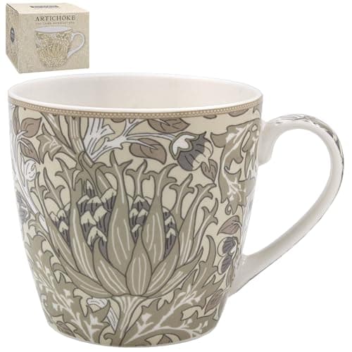 Image of The Leonardo Collection William Morris Artichoke Breakfast Mug for Hot & Cold Drinks | Durable Coffee Cups for Home & Office | Easy-to-Hold Coffee Mugs for Beverages & Daily Use