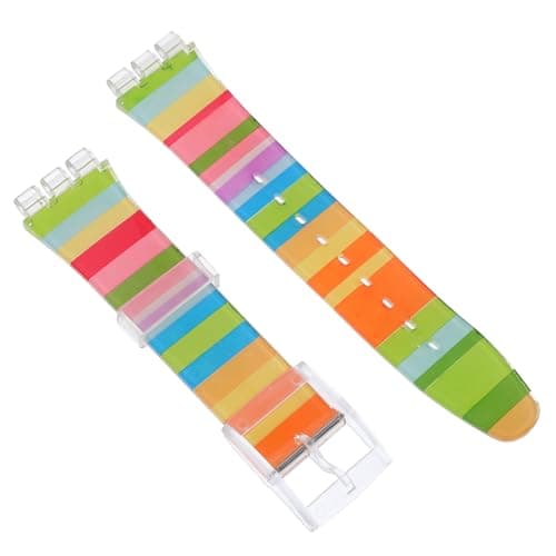 Image of iplusmile Replacement Silicone Watch Band 19Mm Rainbow Colour Compatible with Swatch Triangular for Women and Men for Sports and Casual Use