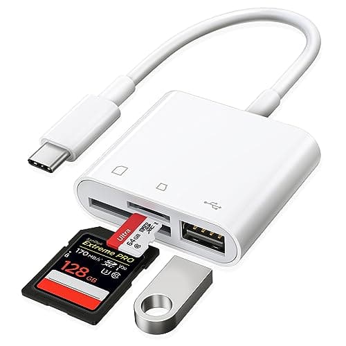 Image of RayCue USB C SD Card Reader, USB C to SD Card for iPad/Mac/Laptop, 3 in 1 USB C/Type C to USB Camera Memory Card Reader Adapter for iMac, iPad Pro/Air/Mini, MacBook Pro/Air, Galaxy, MicroSD/SD