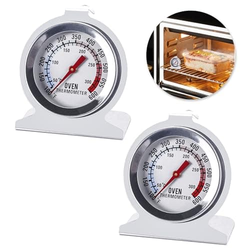Image of 2PCS Stainless Steel Thermometer, Thermometers with Large Dial, Dual-Scale 50-300°C/100-600°F, Hang or Stand in, for Gas Electric ovens, Pizza Oven Accessories,Kitchen Essentials