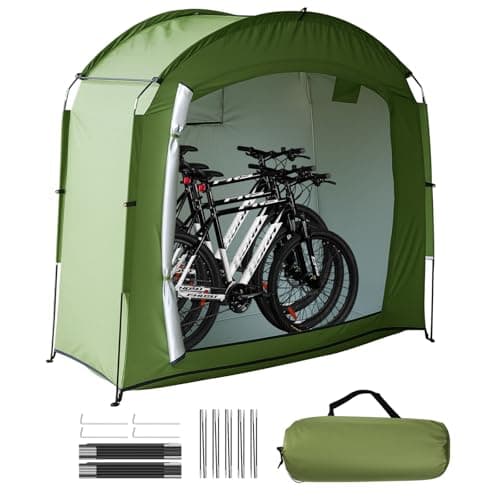 Image of Bike Storage Shed Tent for 1–3 Bikes, 210D Oxford PU4000 Waterproof Bicycle Shelter with Fibreglass Frame, UV Protection, Portable Outdoor Bike Storage for Garden, Motorcycle, Lawn Mower