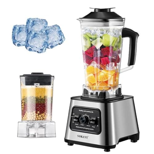 Image of SOKANY SK-999 6000W High Power Mixer, 15-Speed Multi Purpose Professional Blenders for Kitchen, 2-in-1 [2.5L Blender and Smoothie Maker, Coffee Grinder ], Ice Crush, Self-Cleaning Function, BPA Free