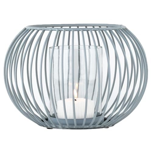 Image of Marrakech Scandinavian Decorative Lanterns Metal Wire & Glass 20 cm Large Grey | Lantern Tea Light Holder Spectro as Garden Decoration & Living Room Table Decoration | Exquisite Candle Holder for Tea