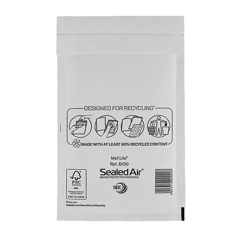 Image of Mail Lite B/00 (120 x 210mm) Bubble Padded Envelopes - White (Box of 100)