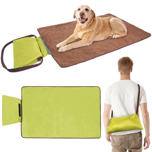 Image of Adiwo Portable Pet Throw Blanket, 100x70cm Foldable Waterproof Reversible Floor Mat for Dogs Cats, Large Washable Dog Bed Blanket for Indoor Outdoor Camping Travel