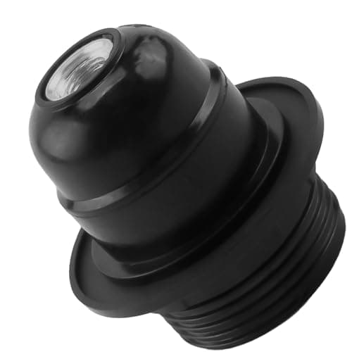 Image of Edison Screw ES E27 Lamp Holder,Light Bulb Pendant Socket Deco E27 Screw Lampholder Fitting in Black Ceiling Table Lamp Fittings with 10mm Threaded Entry,Shade Ring,Safety Lock (Single Unit)