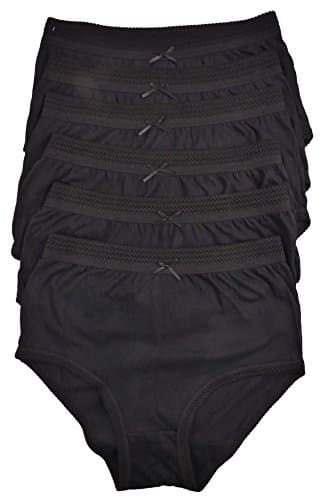 Image of COTTONIQUE Ladies 6 Pairs of Full Cotton Briefs in Choice of Colours 36-54" Plus Sizes (36-38" (8-10), Black)