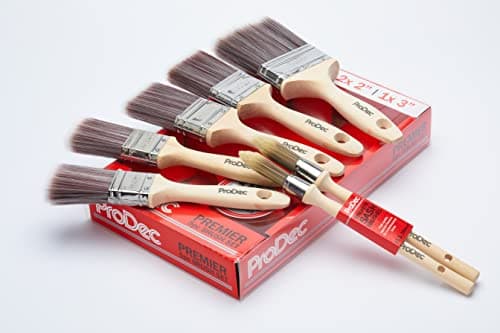 Image of ProDec 7 piece Premier Trade Synthetic Paint Brush Set for a Smooth Finish with Emulsion, Gloss, Satin Paints on Walls, Ceilings, Wood, Metal, 2x 1.5, 2x 2, 1x 3 inch +2 Free Sash Brushes