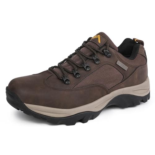 Image of CC-Los Men's Waterproof Walking Shoes Slip Resistant Hiking Shoes Durable Rubber Sole Outdoor Trekking Daily Work Brown Size 6-12.5