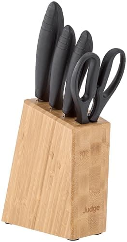 Image of Judge Essential 4-Piece Knife Block Set - Dishwasher Safe, Ergonomic Handles, Stainless Steel Blades, Easy to Sharpen