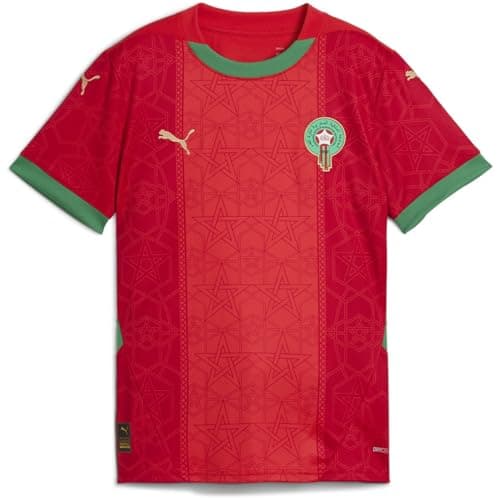 Image of PUMA Kids Morocco Home Shirt 2025 Juniors Red/Green 7-8 Years