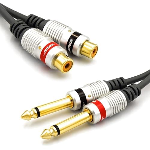 Image of VITALCO 2x Jack 6.35mm Mono 1/4 Inch Male to 2x RCA Female Audio Adapter 6.35 to Phono Plug