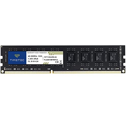 Image of Timetec 4GB DDR3 / DDR3L 1333MHz PC3-10600 Non-ECC Unbuffered 1.5V / 1.35V CL9 2Rx8 Low Density Dual Rank 240 Pin UDIMM Desktop PC Computer Memory RAM Module Upgrade (4GB)