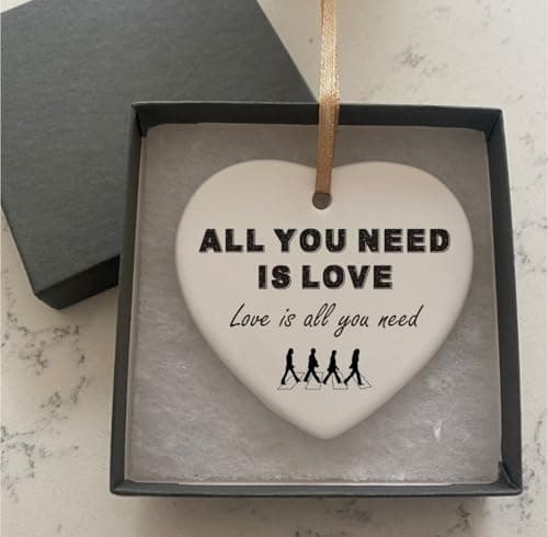 Image of All You Need Is Love The Beatles Gift Quote Ceramic Heart With Gift Box Plaque Office Bithday Christmas Sign cr130