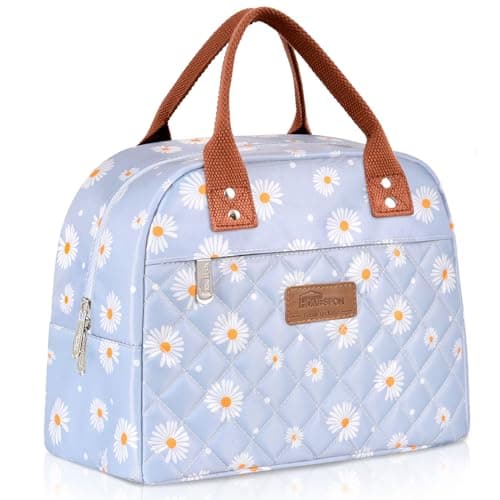 Image of HOMESPON Insulated Lunch Bag for Women Adult Work Ladies Men Cool Bag Lunch Box Container Tote Bags for School Picnic or Travel(Blue Daisy)