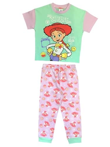 Image of Disney Toy Story Girls Jessie Shortie Pyjamas Set, Short Sleeve PJ Set with Trousers, Pink & Purple Jessie Print, Age 4-5 Years