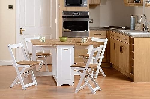 Image of Furniture 321 Santoss Butterfly Dining Set in White/Distressed Waxed Pine