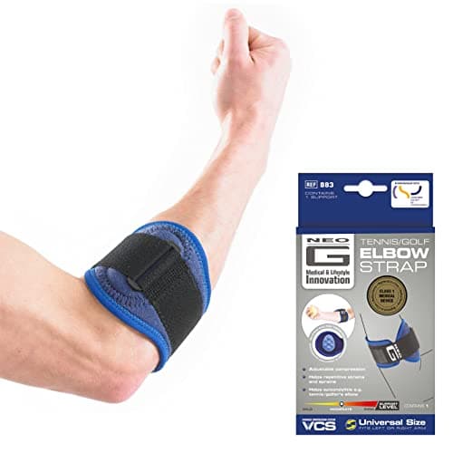 Image of Neo G Tennis/Golf Elbow Strap – Support for Epicondylitis, Tennis/Golfers Elbow, Sprains & Repetitive Strain Injuries, Relieves Tendonitis & Forearm Pain – Class 1 Medical Device - 1 Size - Blue