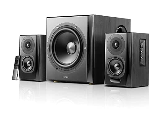 Image of Edifier S351DB Bookshelf Speaker and Subwoofer 2.1 System, Bluetooth, 150W RMS, Dual 3.5″ Mid-Bass & 0.75″ Tweeters plus 8″ Subwoofer, Dual RCA/Optical/Coaxial Inputs, with Remote, Black