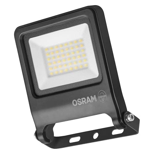 Image of OSRAM Endura Flood PC 30W LED floodlight, 4000K Cool White, 3000 lumens, IP65 floodlight, 100% Recycled Aluminum, 180° mounting Bracket, 100 lm/W, Gray