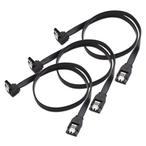Image of DAJING 3-Pack 90 Degree Right Angle SATA III 6.0 Gbps Cables (SATA Cable, Hard Drive Cable, SATA Cables, SATA Power Cable, SATA Cable SSD) - Black