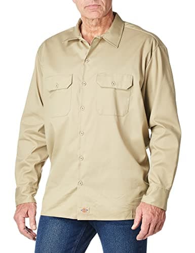Image of Dickies Men's Long Sleeve Flex Twill Work Shirt, Desert Sand, Large
