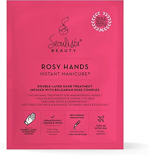 Image of Seoulista Beauty Rosy Hands Instant Manicure – At Home Hand Mask Treatment – Soothe and Hydrate Dry Skin, Nails, Cuticles —Anti-Ageing With Vitamin C, Beeswax — Fade Dark Spots — Award-Winning