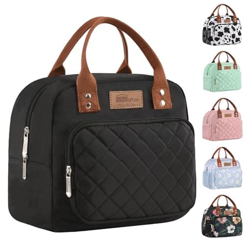 Image of HOMESPON Insulated Lunch Bag for Women Men Ladies Work Adult Cool Tote Box Container (Black)