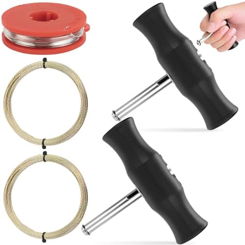 Image of Car Windshield Removal Tool with 2 T-Shaped Handle, 3 Rolls High-Carbon Steel Glass Cutting Wire, Auto Windscreen Tools Kit, Universal Windshield Repair Accessories Set for Disassembly Car Window