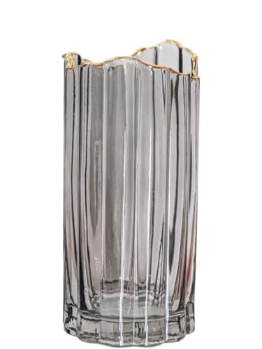 Image of PEPAXON Glass Vase for Flower Vase Large Heavy Cylinder Vase Home Decoration Grey 12x30cm