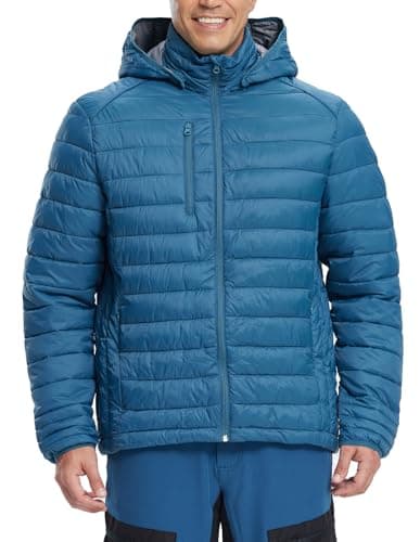 Image of Fit Space Men's Puffer Jacket Down Synthesis Lightweight Hiking Jacket Winter Warm Coat Quilted Water Resistant Packable, Navy, XX-L