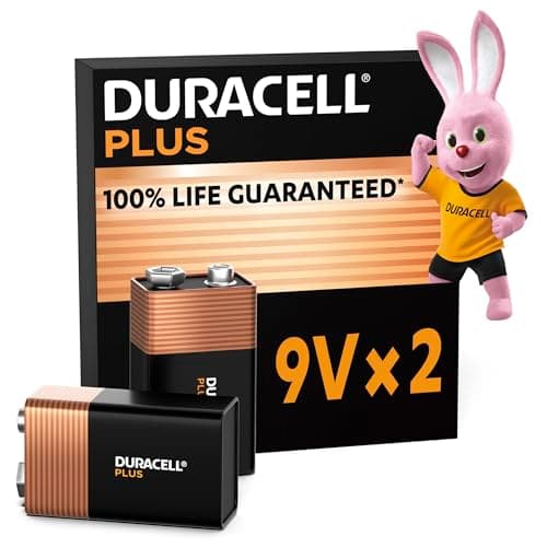Image of Duracell Plus 9V Batteries (2 Pack) - Alkaline - 100% Life Guaranteed - Reliability For Everyday Devices - 0% Plastic Packaging - 5-Year Storage - 6LR61 MN1604