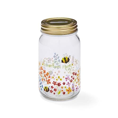 Image of Cooksmart British Designed Money Jar | Money Box For Saving Cash or Coins | Piggy Bank For Adults & Family - Bee Happy