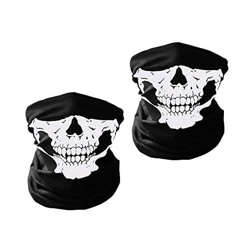 Image of 2 Pcs Motorcycle Face Skull Mask Half Face Motorbike Neck Headwear Outdoor Ski Skull Party Masks Sport Halloween Mask for Bike Motor Cycling