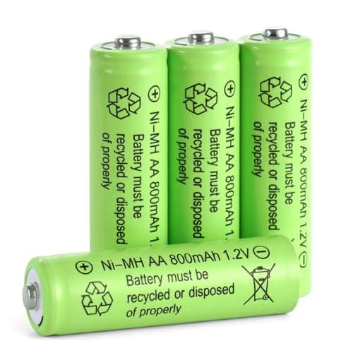 Image of AXFEE AA Rechargeable Batteries, 1.2V 800mAh Pre-Charged Ni-MH Battery, AA Ni-MH for Garden Solar Lights, String Lights, Solar Pathway Lights (4-Pack)