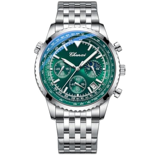 Image of Tiong Classic Multifunctional Analogue Men's Watch, Luminous Time Watch, Starry Sky Moon Phase, Moon Phase-11