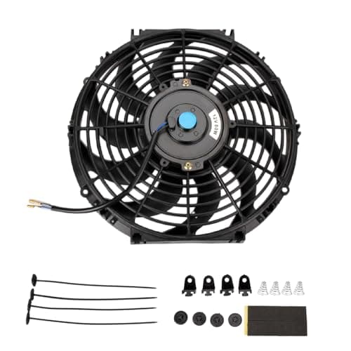 Image of Twilight Garage 12" inch Universal High Performance 12V Slim Electric Cooling Radiator Fan With Fan Mounting Kit - Black